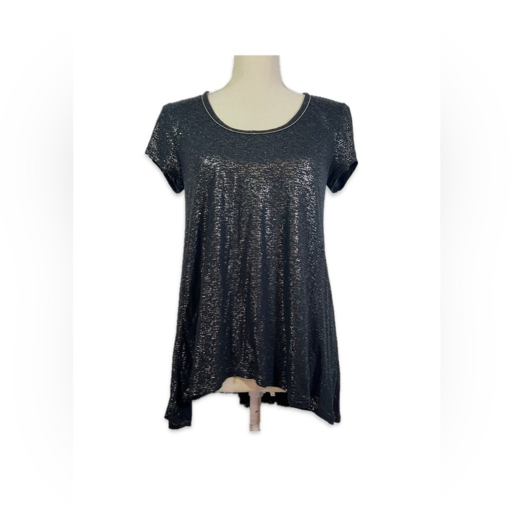 Jennifer Lopez Black Top with Silver Accents Women’s size Medium - Picture 1 of 5